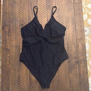CupShe Elegant Black One-Piece Swimsuit size L NWT